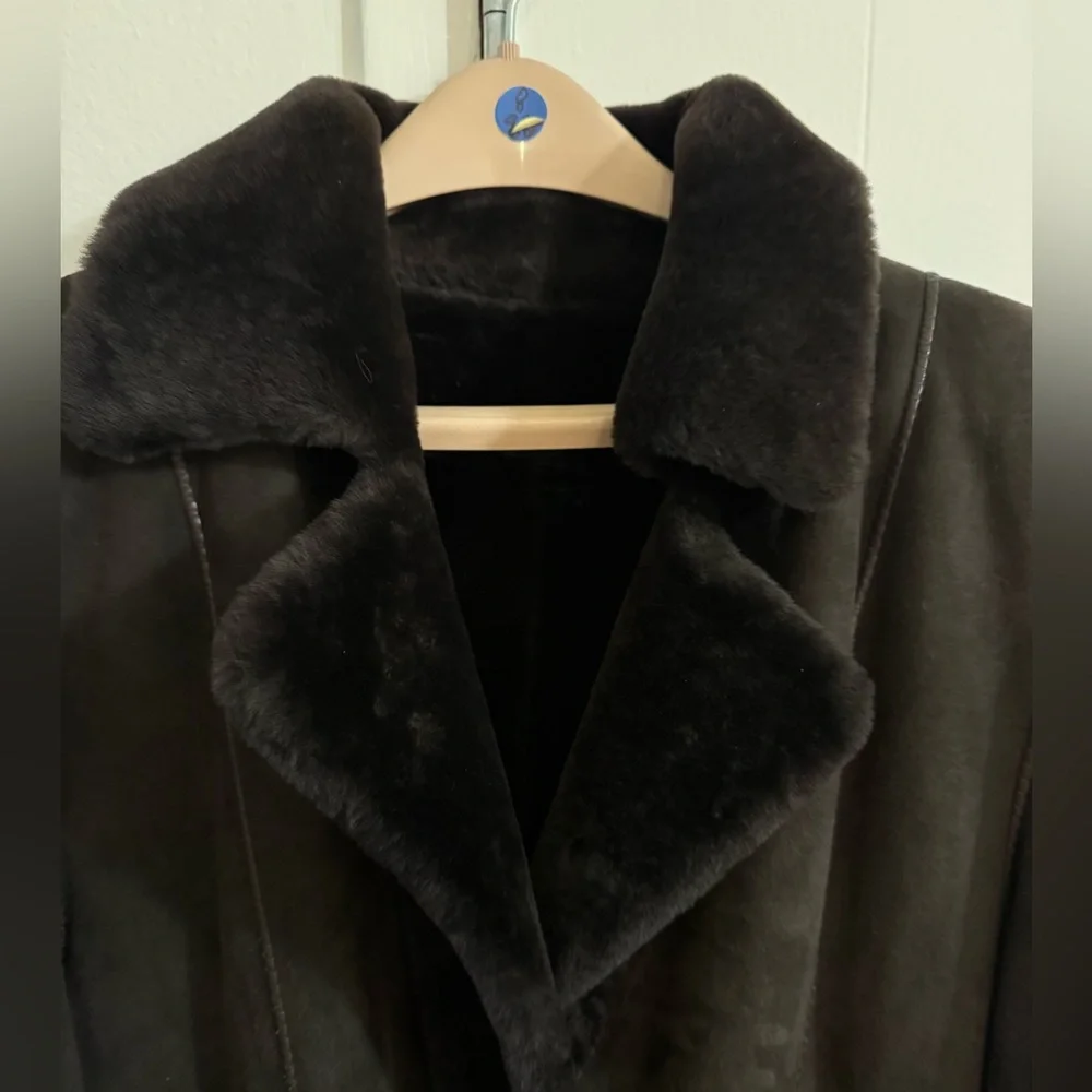 Brown Shearling Women's Coat - Picture 2 of 6